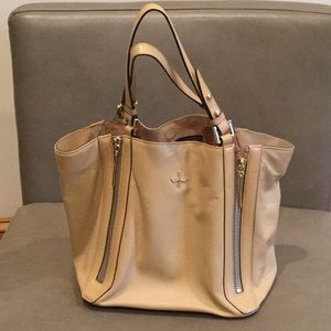 Pour la Victoire Beige Leather Tote